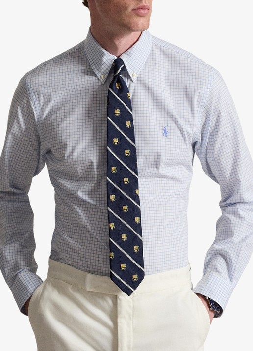 Ralph Lauren Custom fit overhemd met ruitdessin - voorkant 5 cabana blue white / blauw