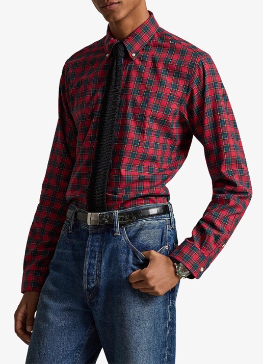 Ralph Lauren Custom fit overhemd met ruitdessin - voorkant 4 rl red active / rood