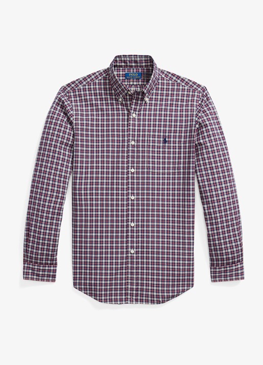 Ralph Lauren Custom fit overhemd met ruitdessin - voorkant red cream multi / rood