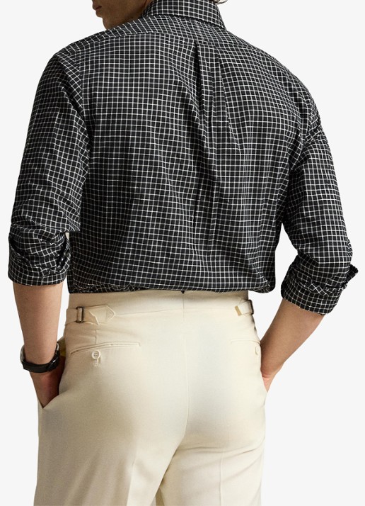 Ralph Lauren Custom fit overhemd met ruitdessin - achterkant 3 polo black cream / zwart