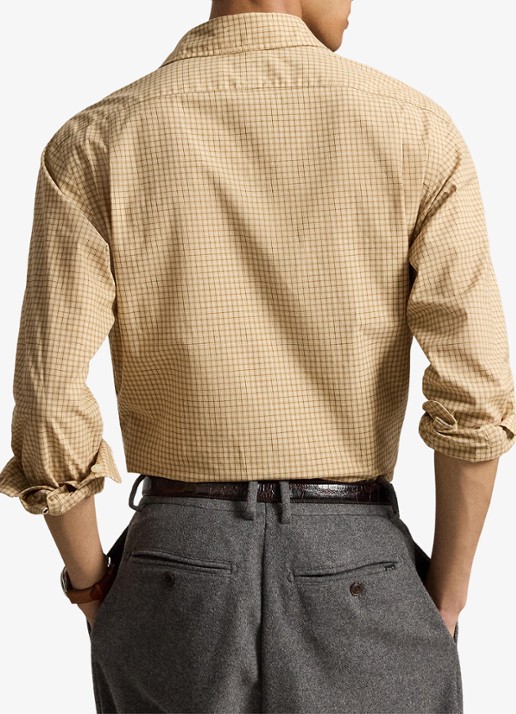 Ralph Lauren Custom fit overhemd met ruitdessin - achterkant classic camel wht multi / camel
