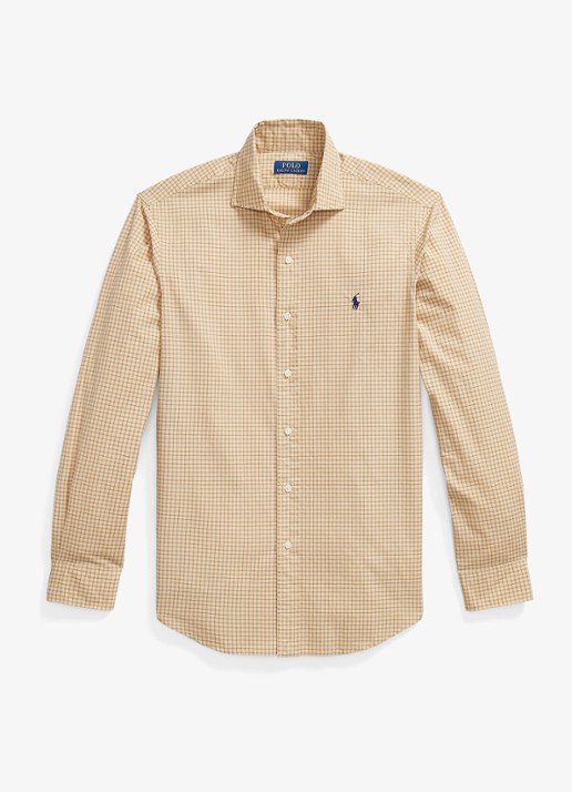 Ralph Lauren Custom fit overhemd met ruitdessin - voorkant 3 classic camel wht multi / camel
