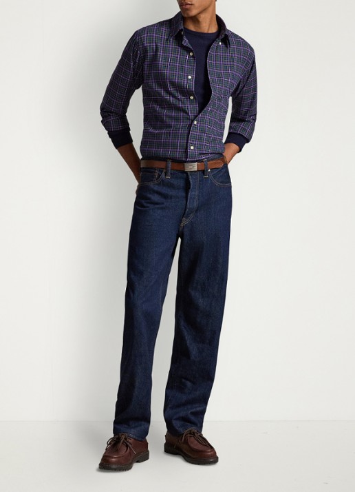 Ralph Lauren Custom fit overhemd met ruitdessin - detail paars
