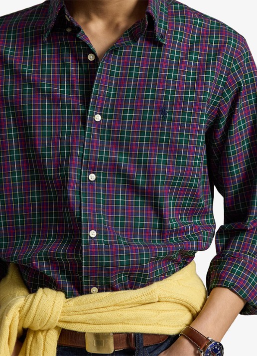 Ralph Lauren Custom fit overhemd met ruitdessin - detail 5 moss agate / mosgroen