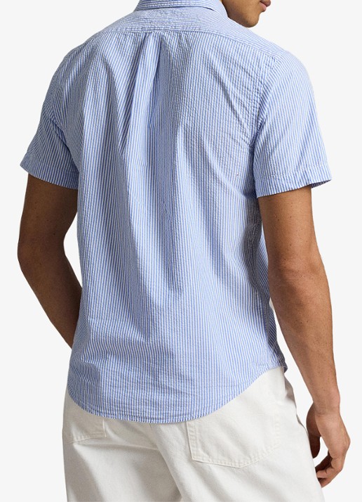 Ralph Lauren Custom fit overhemd met streepprint en logoborduring - achterkant 2 blue/white / blauw