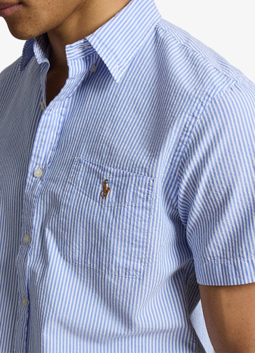 Ralph Lauren Custom fit overhemd met streepprint en logoborduring - detail 6 blue/white / blauw