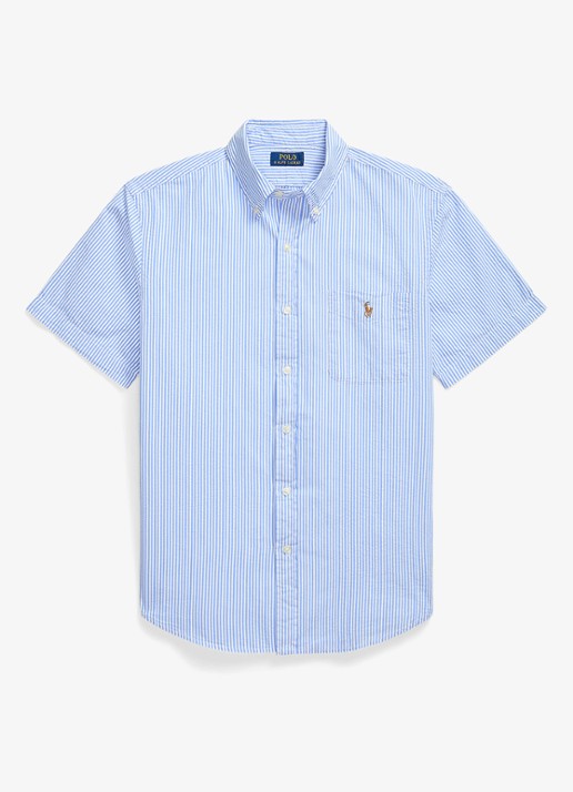 Ralph Lauren Custom fit overhemd met streepprint en logoborduring - voorkant blue/white / blauw