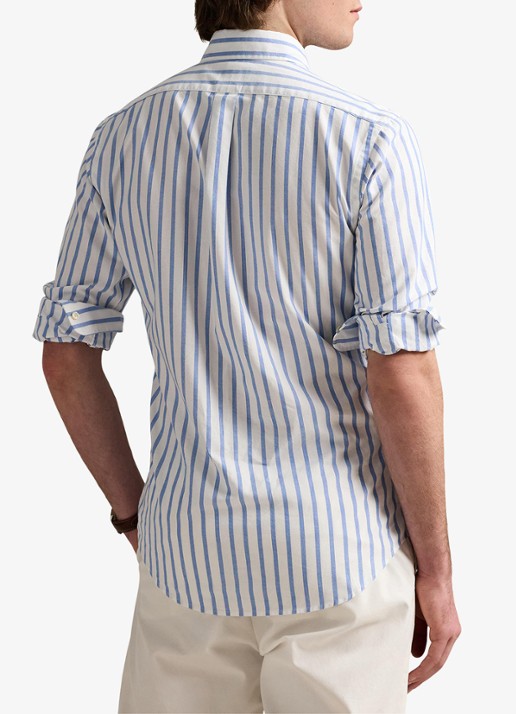 Ralph Lauren Custom fit overhemd met streepprint  - achterkant blue/white / blauw