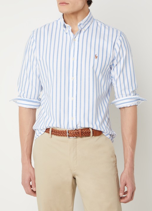 Ralph Lauren Custom fit overhemd met streepprint  - detail 8 blue/white / blauw