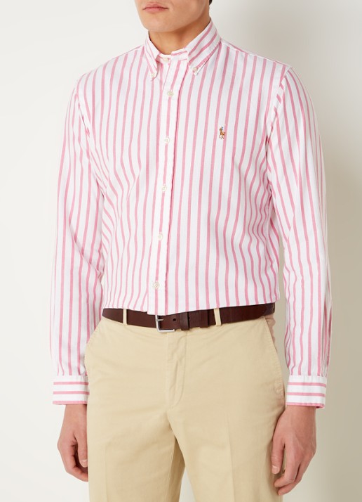 Ralph Lauren Custom fit overhemd met streepprint  - detail 4 pink/white / roze