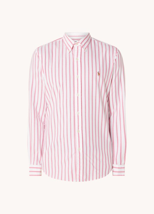 Ralph Lauren Custom fit overhemd met streepprint  - voorkant pink/white / roze