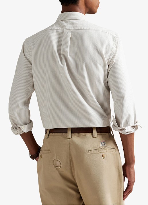 Ralph Lauren Custom fit overhemd met streepprint - achterkant 3 coastal beige / beige