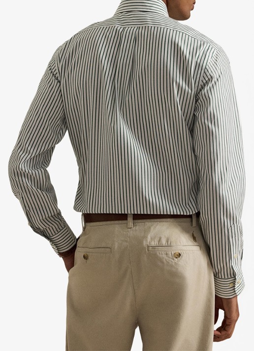 Ralph Lauren Custom fit overhemd met streepprint - achterkant 3 pine/white / groen