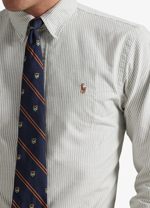 Ralph Lauren Custom fit overhemd met streepprint - detail 4 shamrock white / wit