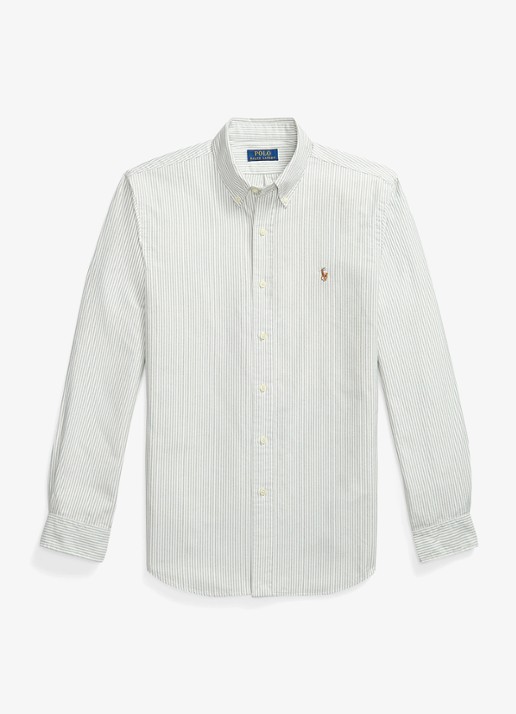 Ralph Lauren Custom fit overhemd met streepprint - voorkant shamrock white / wit
