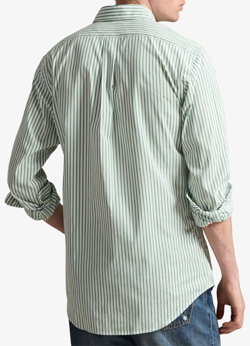 Ralph Lauren Custom fit overhemd met streepprint - achterkant 3 white seafoam / lichtgroen