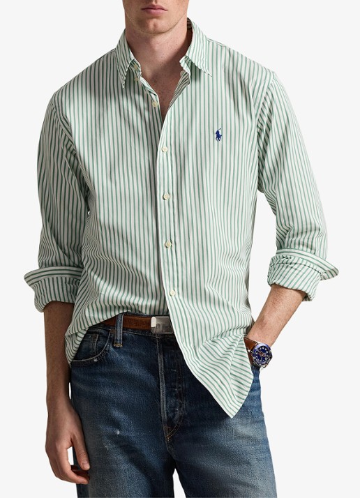 Ralph Lauren Custom fit overhemd met streepprint - detail 4 white seafoam / lichtgroen