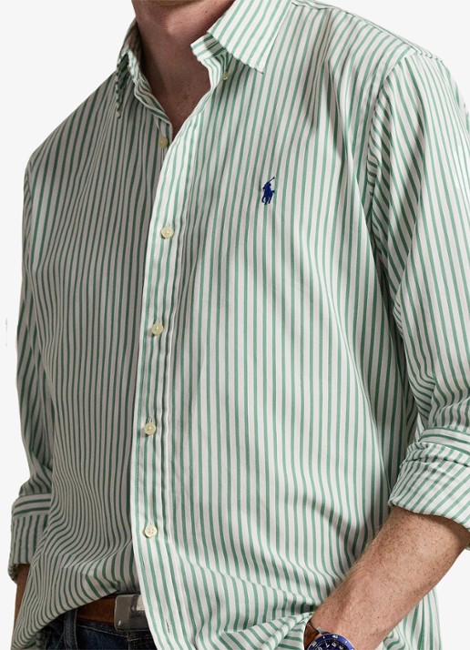 Ralph Lauren Custom fit overhemd met streepprint - detail 5 white seafoam / lichtgroen