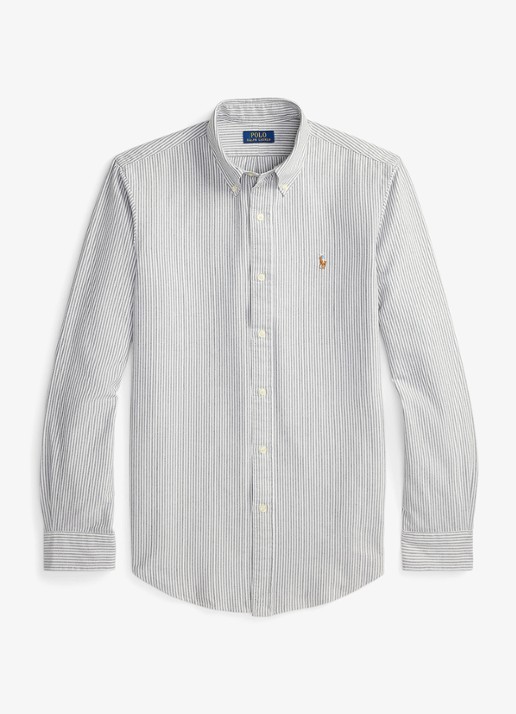 Ralph Lauren Custom fit overhemd met streepprint - voorkant 3 6636o slate/white-48j4