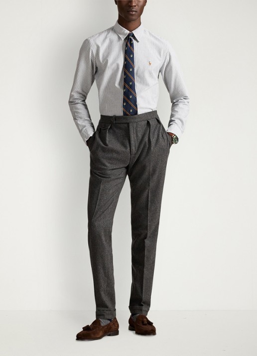 Ralph Lauren Custom fit overhemd met streepprint - voorkant 4 6636o slate/white-48j4