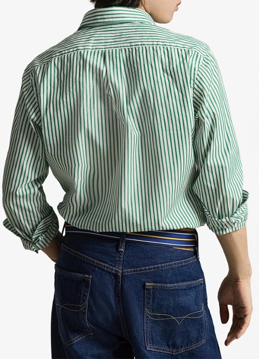 Ralph Lauren Custom fit overhemd met streepprint - achterkant white erin green / groen