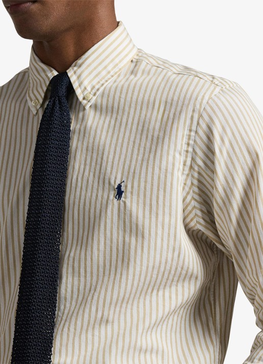 Ralph Lauren Custom fit overhemd met streepprint - detail 5 white coastal beige / beige