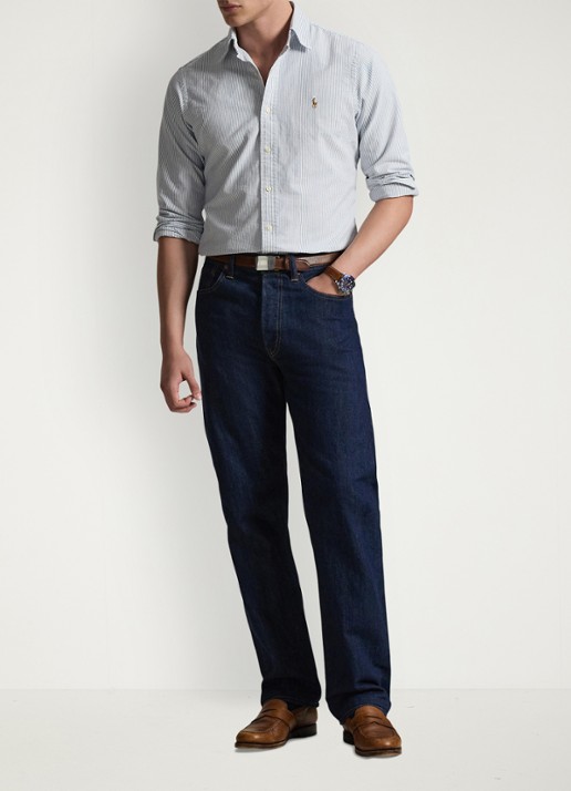 Ralph Lauren Custom fit overhemd met streepprint - voorkant 3 6636a navy white-zyeg