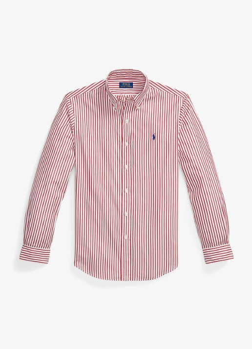 Ralph Lauren Custom fit overhemd met streepprint - voorkant 5 white bristol red / rood