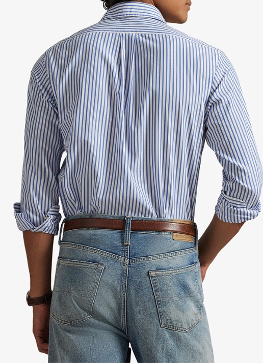 Ralph Lauren Custom fit overhemd met streepprint - achterkant 5 white blue / blauw