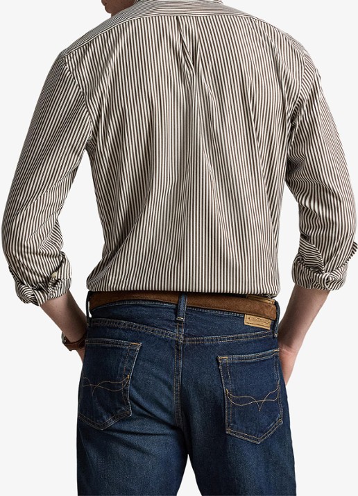 Ralph Lauren Custom fit overhemd met streepprint - achterkant 5 4655ag nutmeg brown