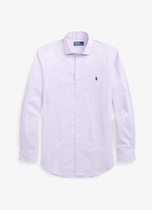 Ralph Lauren Custom fit overhemd met streepprint - voorkant 2 powder purple white / paars