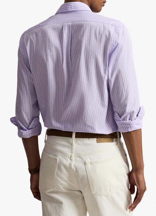 Ralph Lauren Custom fit overhemd met streepprint - achterkant powder purple white / paars