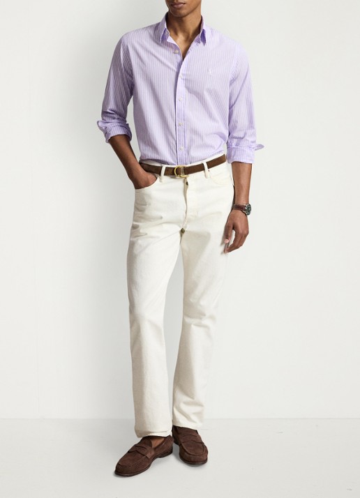 Ralph Lauren Custom fit overhemd met streepprint - detail 4 powder purple white / paars