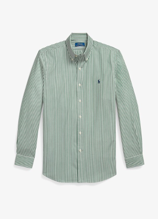 Ralph Lauren Custom fit overhemd met streepprint - voorkant 4655c new forest white-zxmo