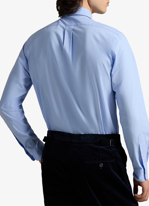 Ralph Lauren Custom fit overhemd met stretch  - achterkant austin blue / blauw