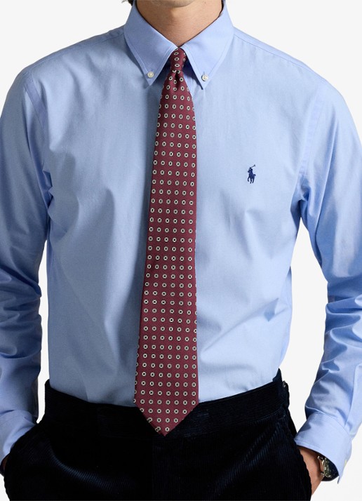 Ralph Lauren Custom fit overhemd met stretch  - detail 3 austin blue / blauw