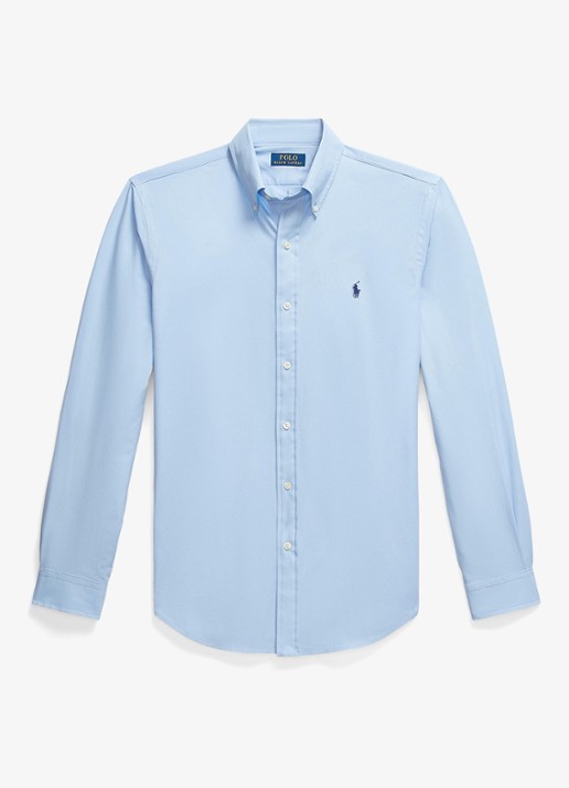 Ralph Lauren Custom fit overhemd met stretch  - voorkant 4 austin blue / blauw