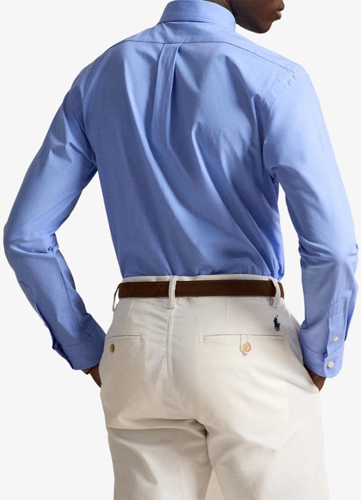 Ralph Lauren Custom fit overhemd met stretch  - achterkant cabana blue / blauw
