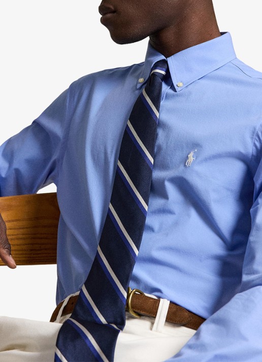 Ralph Lauren Custom fit overhemd met stretch  - detail 5 cabana blue / blauw