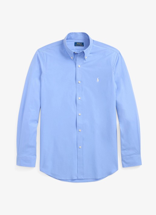 Ralph Lauren Custom fit overhemd met stretch  - voorkant 2 cabana blue / blauw