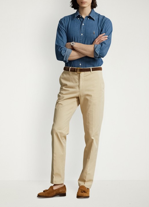 Ralph Lauren Custom fit overhemd van denim - voorkant 2 denim / blauw