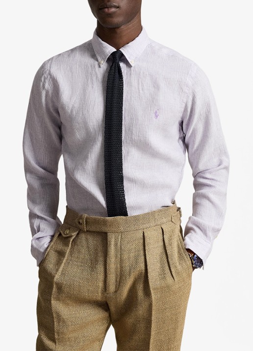 Ralph Lauren Custom fit overhemd van linnen met streepprint