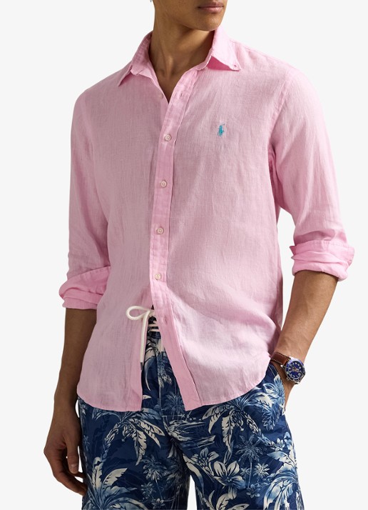 Ralph Lauren Custom Fit overhemd van linnen - detail 4 carmel pink / roze