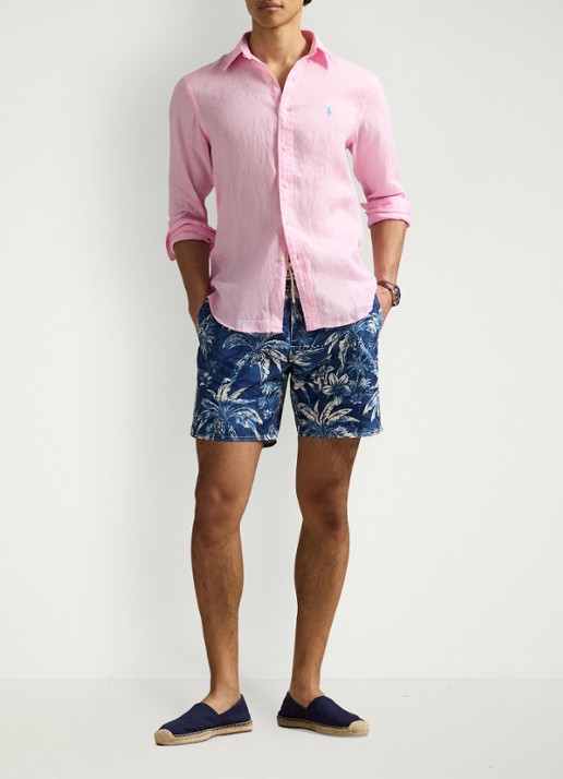 Ralph Lauren Custom Fit overhemd van linnen - voorkant 3 carmel pink / roze