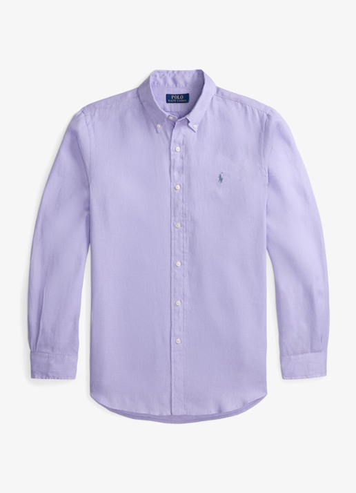 Ralph Lauren Custom Fit overhemd van linnen - voorkant sky lavender