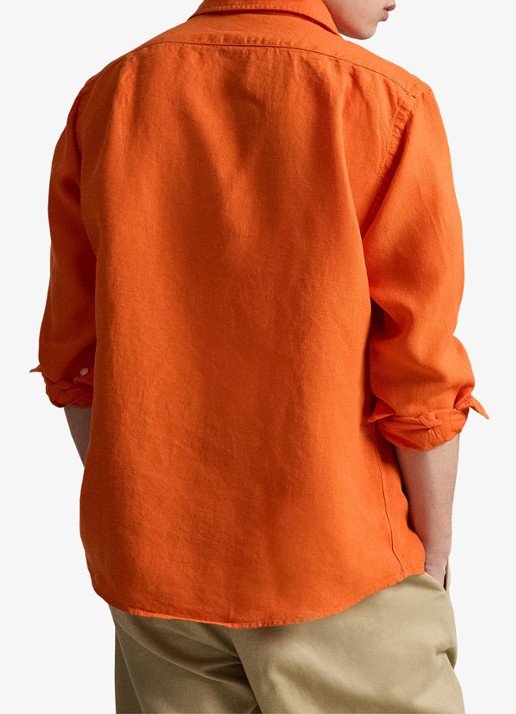 Ralph Lauren Custom fit overhemd van linnen - achterkant 4 sailing orange-36ph