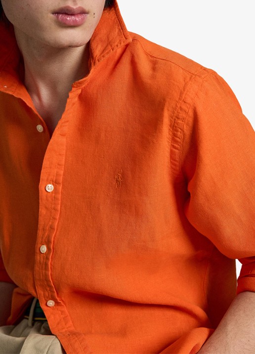 Ralph Lauren Custom fit overhemd van linnen - detail 3 sailing orange-36ph