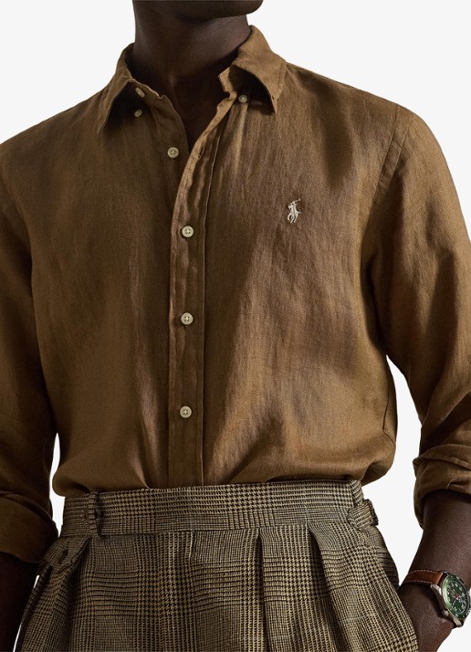 Ralph Lauren Custom Fit overhemd van linnen - detail 5 rl brown