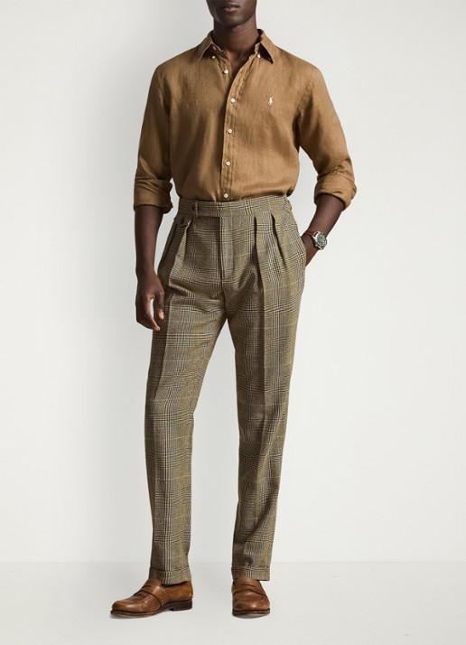 Ralph Lauren Custom Fit overhemd van linnen - voorkant 2 rl brown