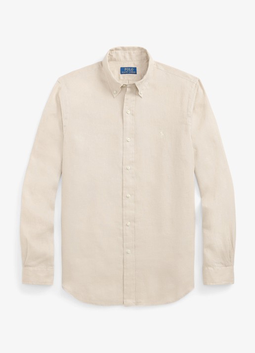 Ralph Lauren Custom Fit overhemd van linnen - voorkant 4 stoneware grey-33l0